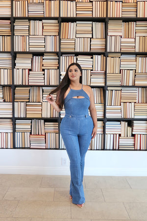 Flare Denim Jumpsuit