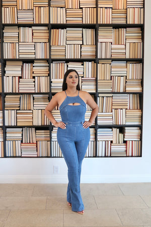 Flare Denim Jumpsuit